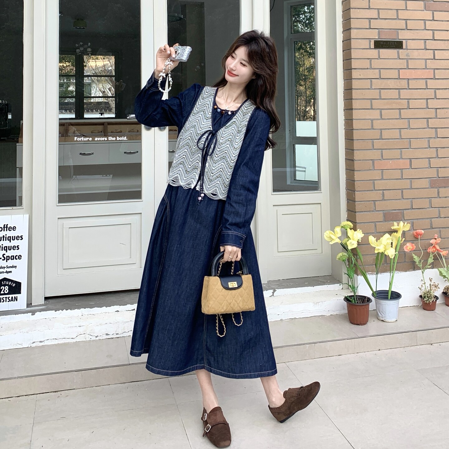 法式牛仔两件套连衣裙2026春季新款女装套装2C227/6601/P165K268,女装套装/套裙,2C227