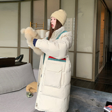 韩系chic米白色中长款连帽羽绒服女冬季超火好看高级小众加厚外套，女装棉衣/棉服，2C311
