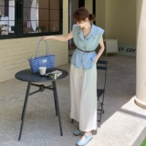 气质慵懒风韩系阔腿裤两件套2025夏季高级感简约翻领衬衫淡人套装，女装套装/套裙，2C166