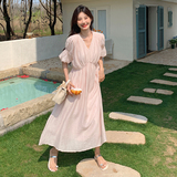 粉色初恋连衣裙夏季女2024新款温柔风超好看甜美宽松中长款仙女裙，女装连衣裙，2C113