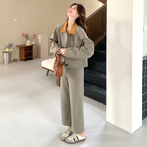 现货主推 附买家秀 高级感撞色上衣+裤子两件套8088款P165控238图片