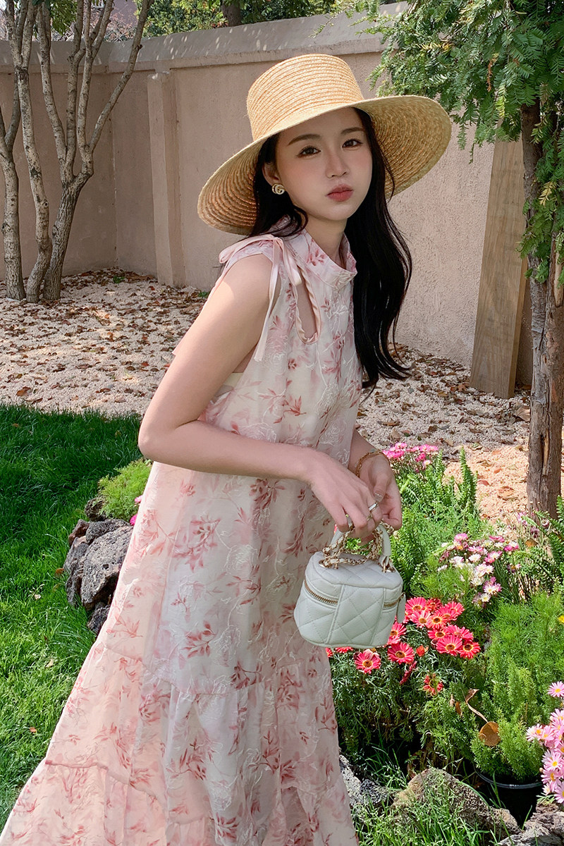 粉色超仙绝美无袖吊带裙女夏季新款超好看防晒开衫绝美,女装连衣裙,2C088