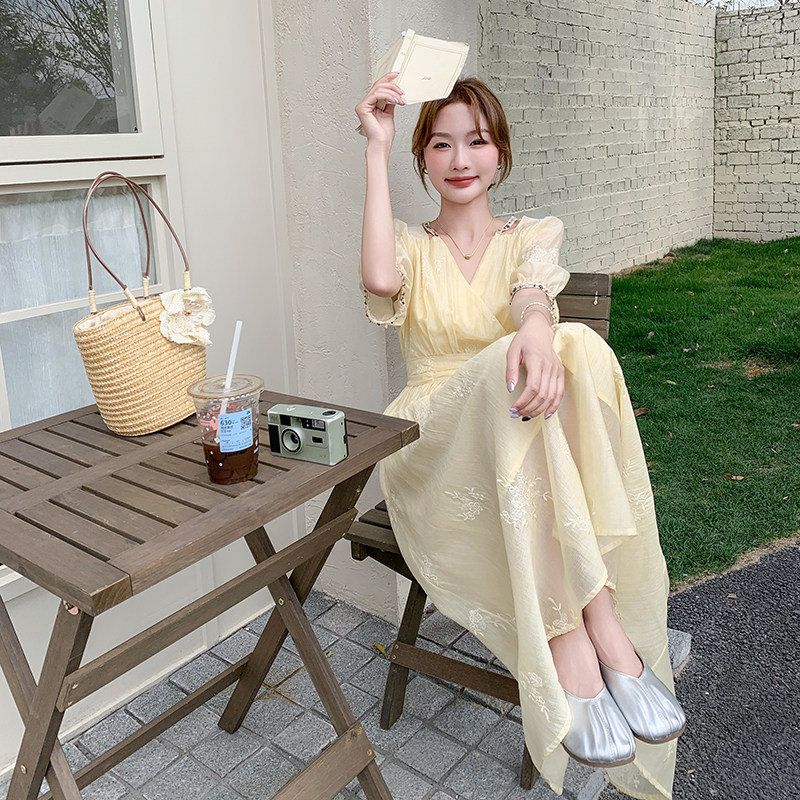 【新品现货】高级感刺绣气质连衣裙女夏季新款550-P160-K258,女装连衣裙,2C126