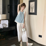 不规则设计感木耳边拼接连衣裙女夏季2025新款休闲简约泡泡袖长裙，女装套装/套裙，2C113