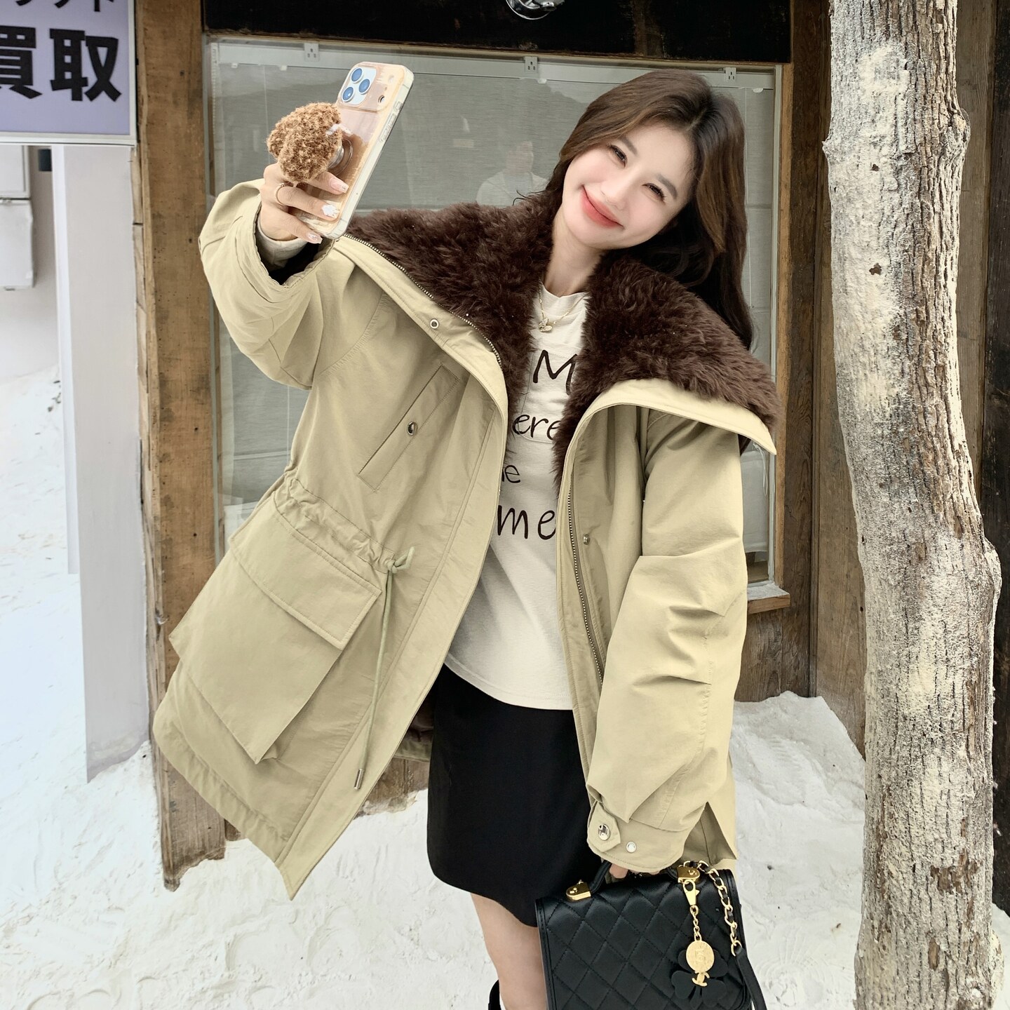 (90绒)工装风中长款派克服女冬季收腰加厚羽绒服外套6601P295K458,女装羽绒服,2C166