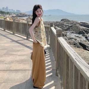 巨好看印花背心阔腿裤套装女夏季减龄休闲气质一整套ootd穿搭图片