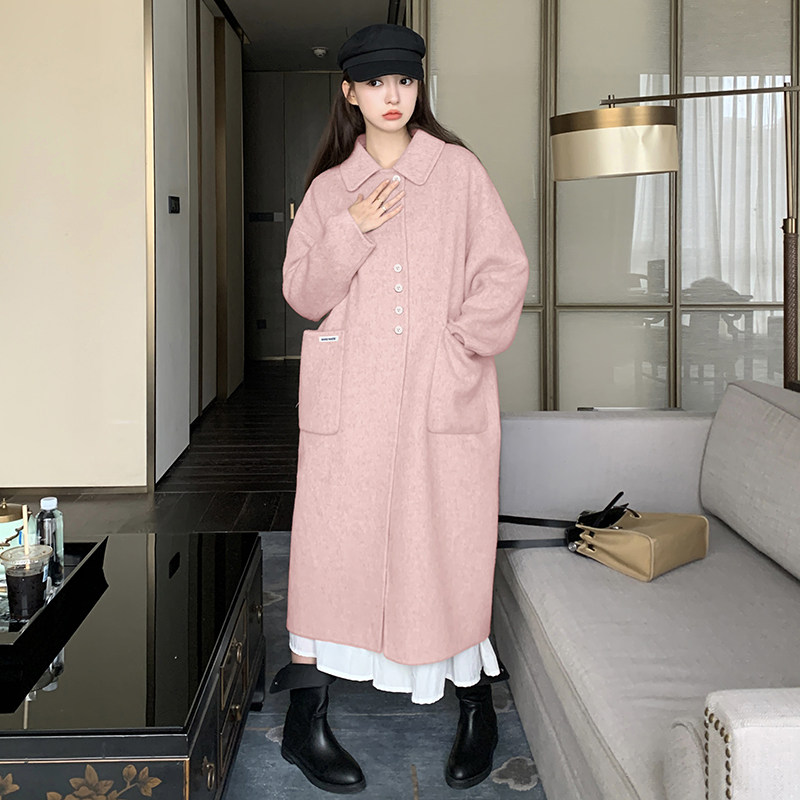 【新款】已出货有买家秀双面羊驼绒混色长毛大衣P260K388,女装毛呢外套,2C333