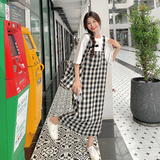 夏装新款2C177-D15-P115-K168黑白格纹背带裙女中长款2025年，女装半身裙，2C177