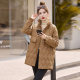 羽绒棉服女中长款2024冬季新款超好看洋气轻薄菱格夹棉外套小棉袄，女装棉衣/棉服，衣佳和
