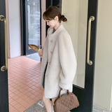 现货！2025冬装款仿貂毛中长款白色皮毛一体2C056-6839-P175控248，女装毛呢外套，2C056