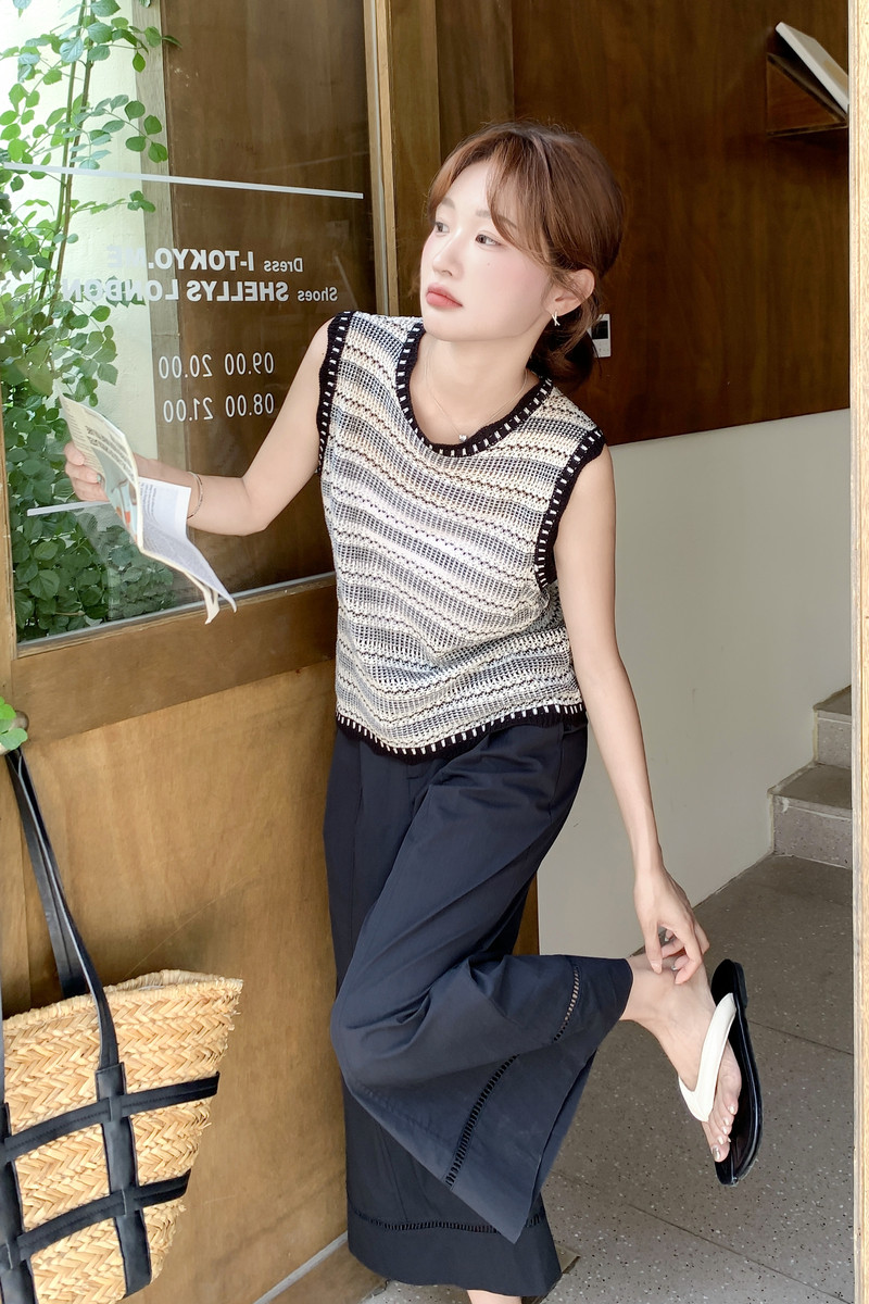现货：夏装新款时尚针织无袖上衣阔腿裤两件套2C135-8870P155K228,女装套装/套裙,2C135