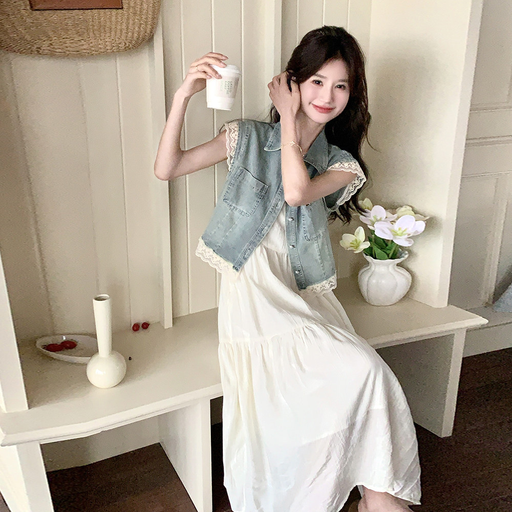 大量现货，主推25夏装新款吊带+牛仔马夹2D044-729-P145-K218,女装连衣裙,2D044