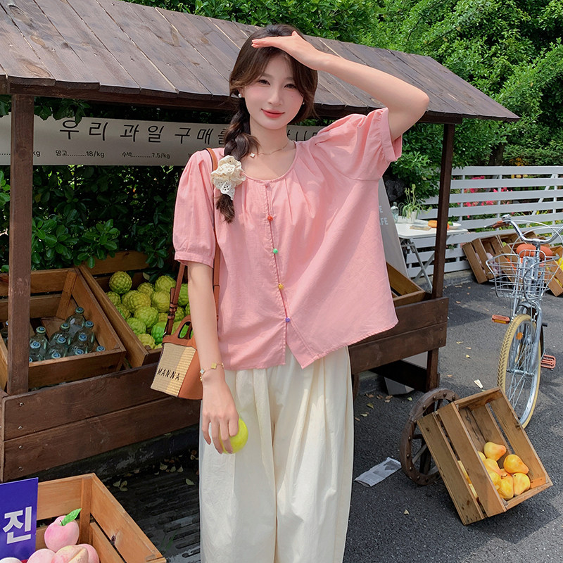 【现货】粉色泡泡袖上衣休闲裤两件套装夏季女4218-P135-K205,女装套装/套裙,2C126