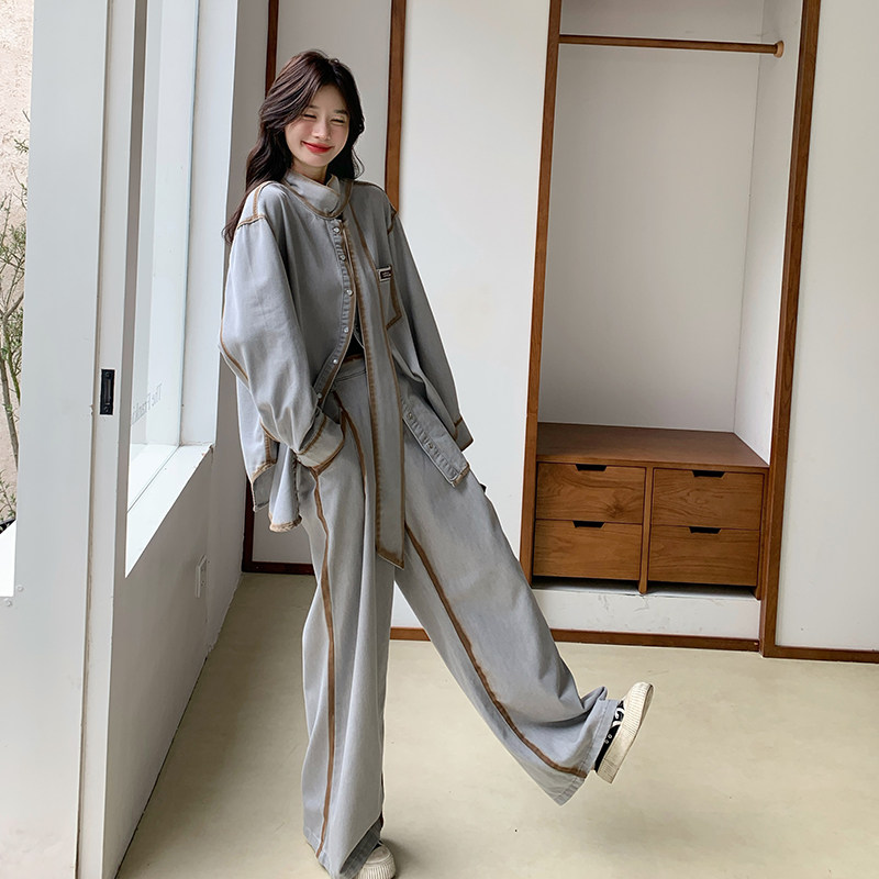 新品大货已出时尚牛仔长袖两件套A560-P190K278,女装套装/套裙,2C073