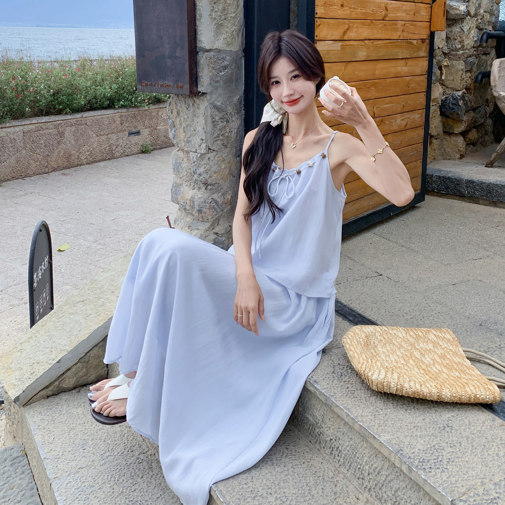 设计感减龄吊带半身裙套装女2025夏季新款盐系休闲气质显瘦两件套,女装套装/套裙,2C131