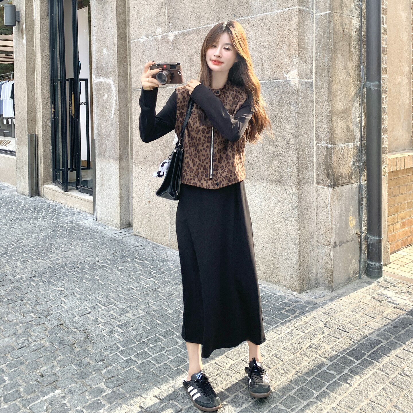 新款秋季时尚豹纹马甲+连衣裙套装2c307-8890p175k248,女装套装/套裙,2C307