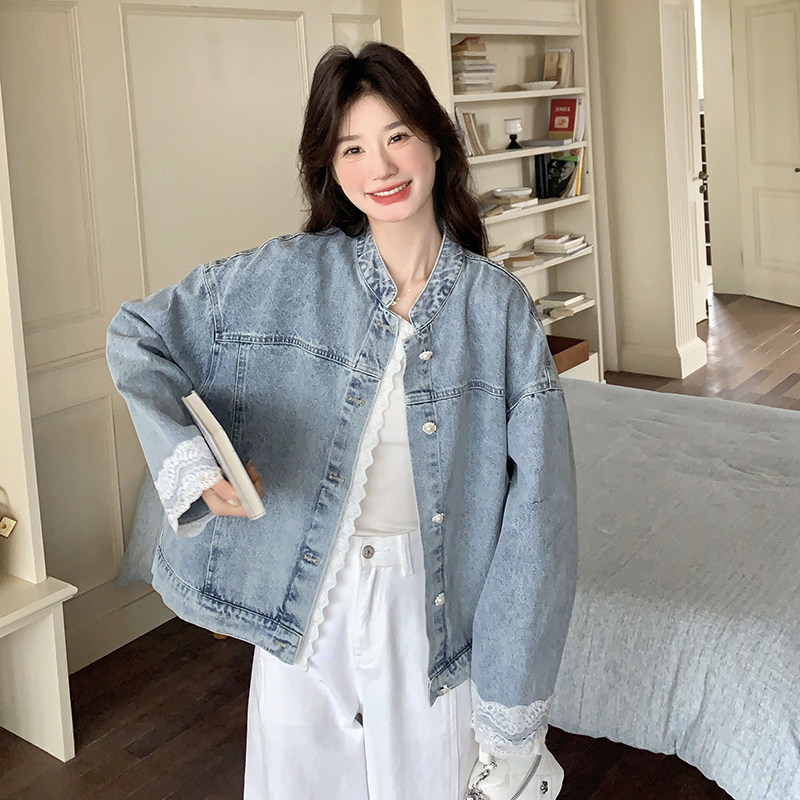 现货花边蕾丝拼接牛仔外套2C117-1752P155K228,女装短外套,2C117