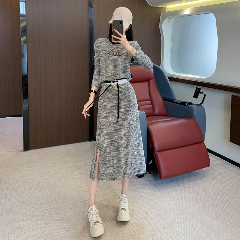 女秋新款设计感港风潮流修身显瘦半身裙两件套,女装套装/套裙,2C310