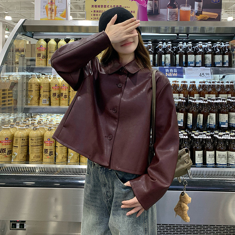 现货有买家秀炸街安哥拉红皮衣短外套8613款P130控188,女装皮衣,2C139