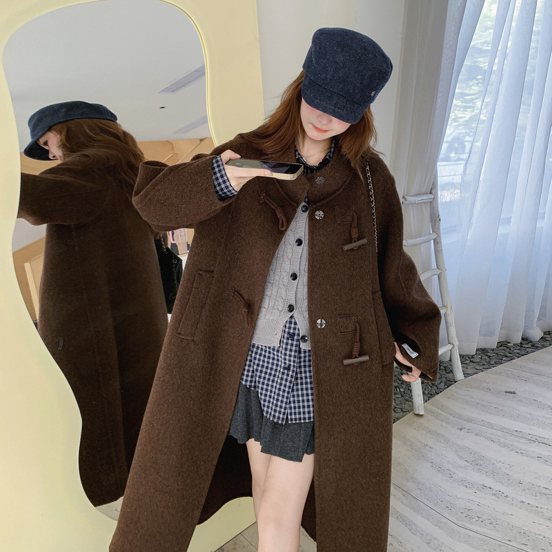 【现货】牛角扣双面羊绒大衣D250P265K388,女装毛呢外套,2D008