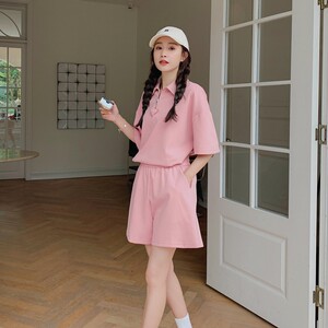 现货 宽松休闲减龄阔腿短裤套装C029图片