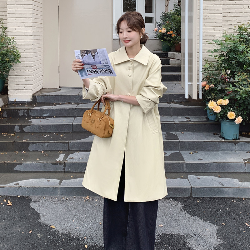 卡其色风衣外套女2025年秋季新款小个子中长款休闲韩版气质高级感,女装皮衣,2C217