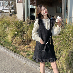粗花呢法式小香风背心裙连衣裙套装宽松气质2025新款女春秋两件套图片