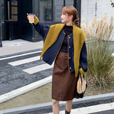 针织围巾撞色圆领菱格棉服女2025冬季新款超火流行小个子轻薄外套，女装棉衣/棉服，2C323