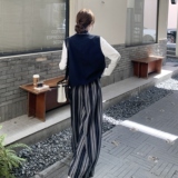 轻熟风西装马甲外套女2025超火穿搭一整套高腰显瘦条纹阔腿裤长裤，女装套装/套裙，2C177