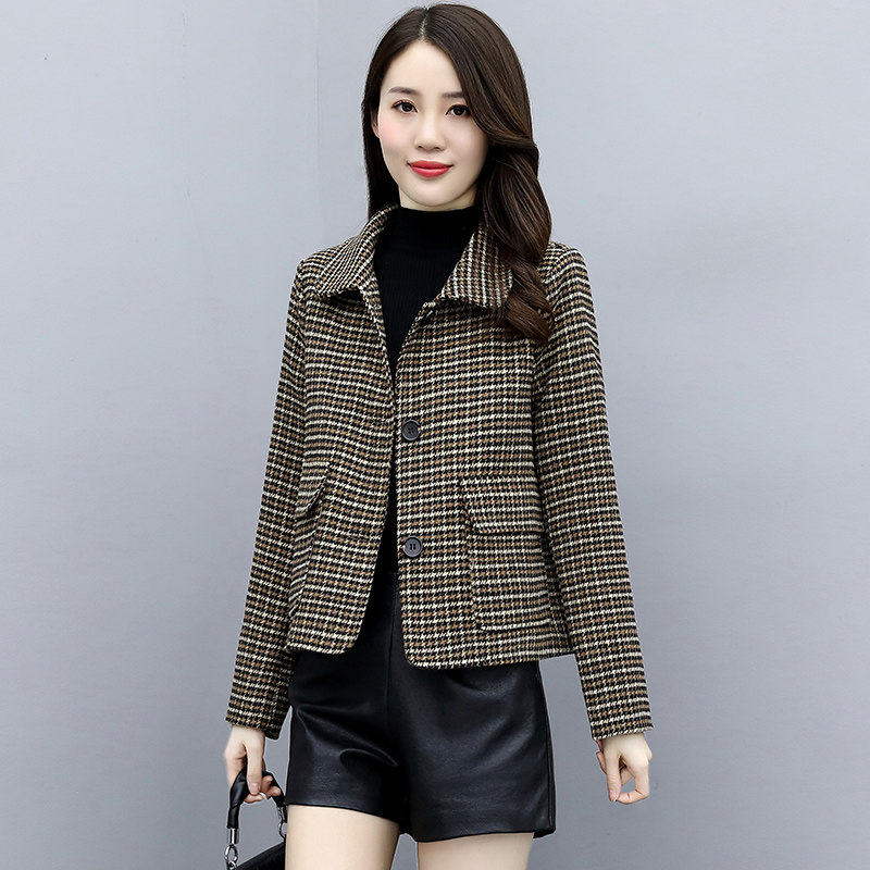 现货2025春季短款毛呢外套,女装毛呢外套,英标秀（1C119）