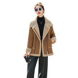2025冬季新款兔毛休闲皮毛一体麂皮绒机车服外套，女装皮草，自然秀，女装皮草，自然秀