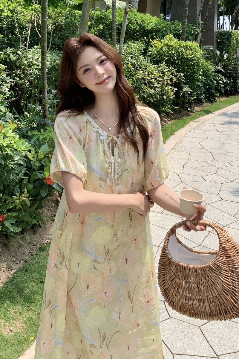 新款2025夏季法式印花连衣裙2553-P145-208,女装连衣裙,2C057