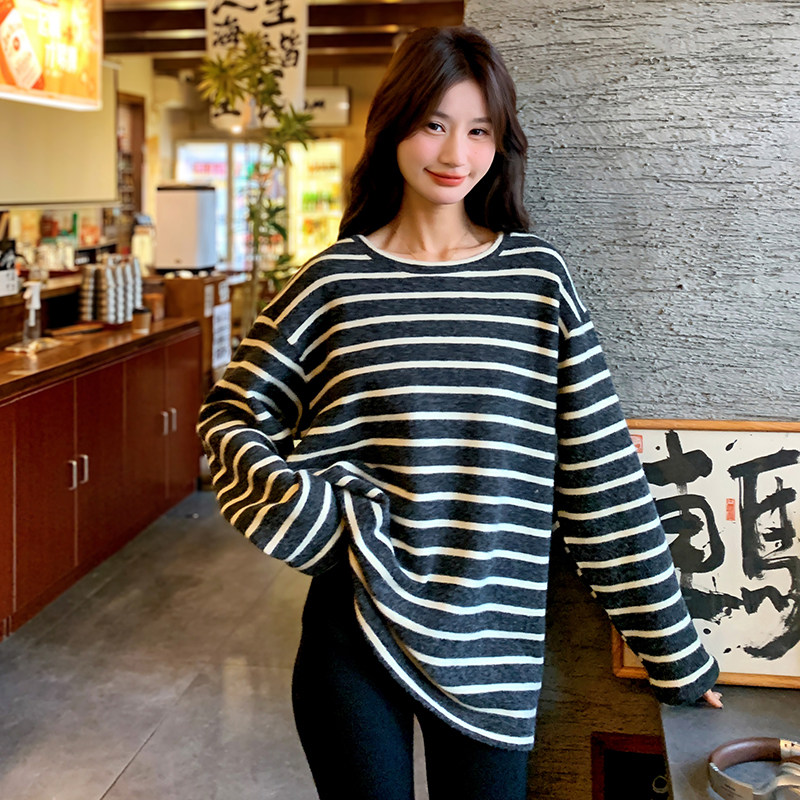 【新款现货】2025秋冬新款条纹T恤打底衫2C131-638-P105K158,女装T恤,2C131