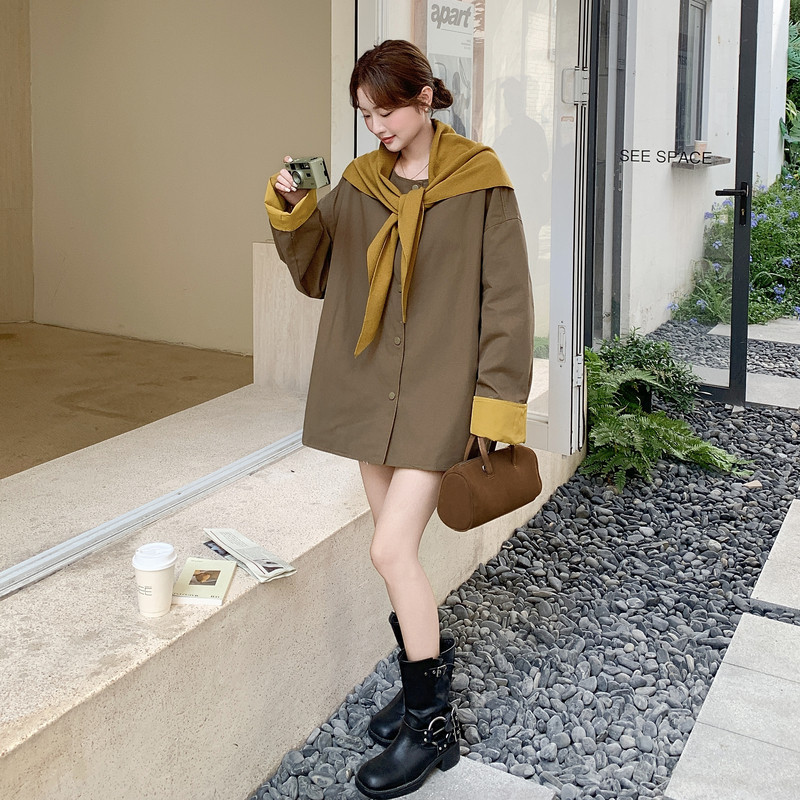 休闲披肩宽松风衣外套女春秋2025新款独特超好看小个子高级感大衣,女装风衣,2C159