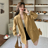 2026新款灯芯绒格子拼接西装短外套C201-P160K258，女装西装，2C320