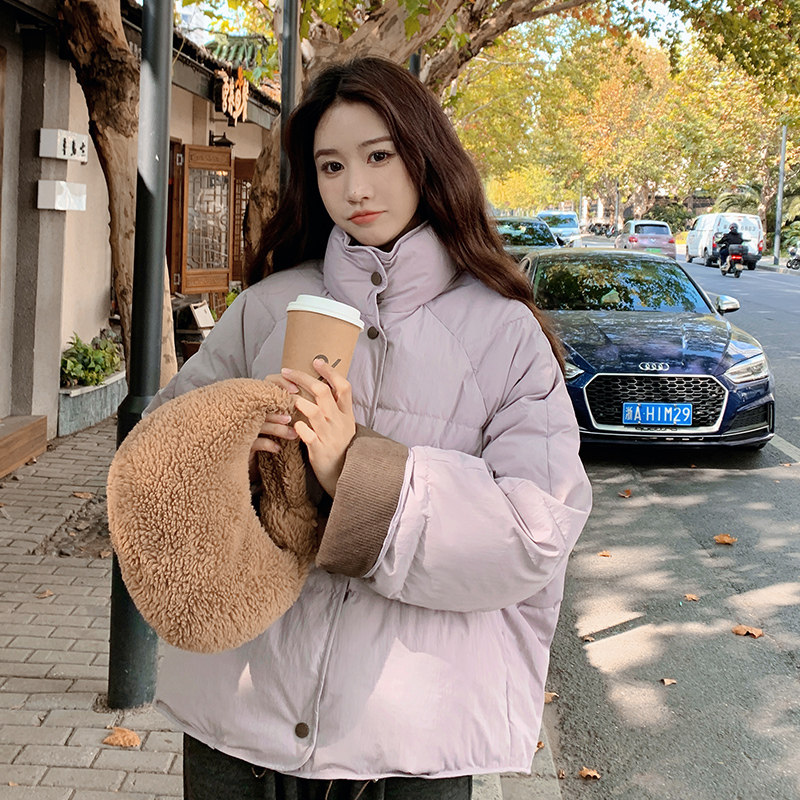 独特超好看紫色短款立领羽绒服女冬2025年新款流行多巴胺漂亮外套,女装羽绒服,2C280
