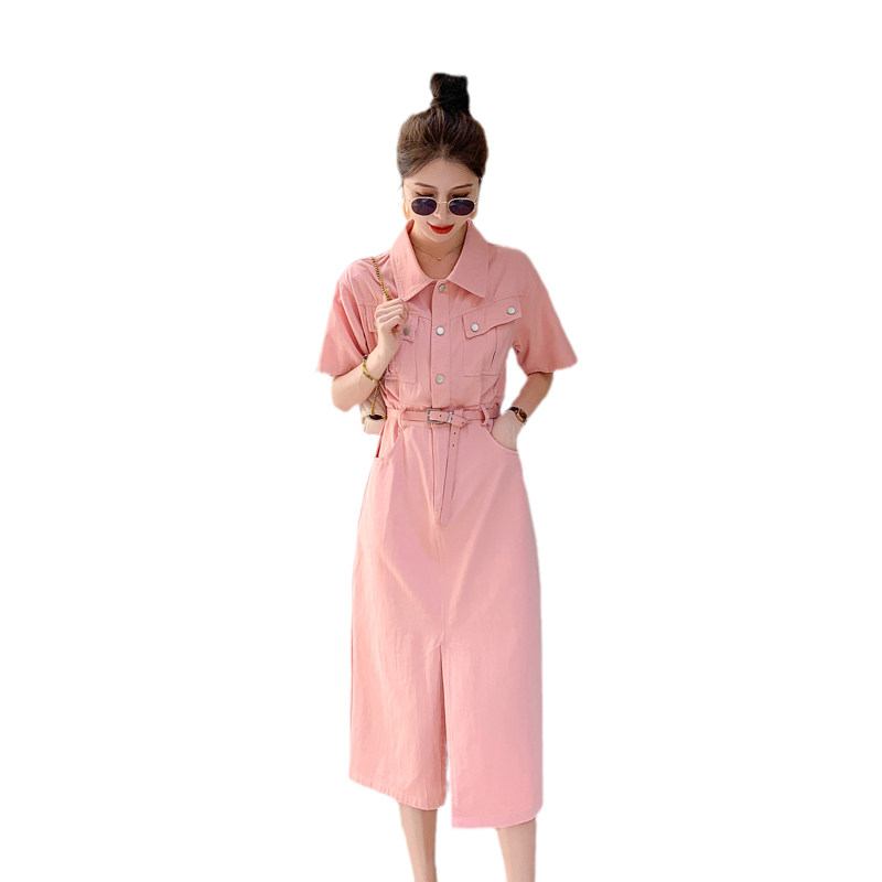 【现货】粉色衬衫连衣裙女夏季2025新款高级感371-P120-K188,女装连衣裙,2C126