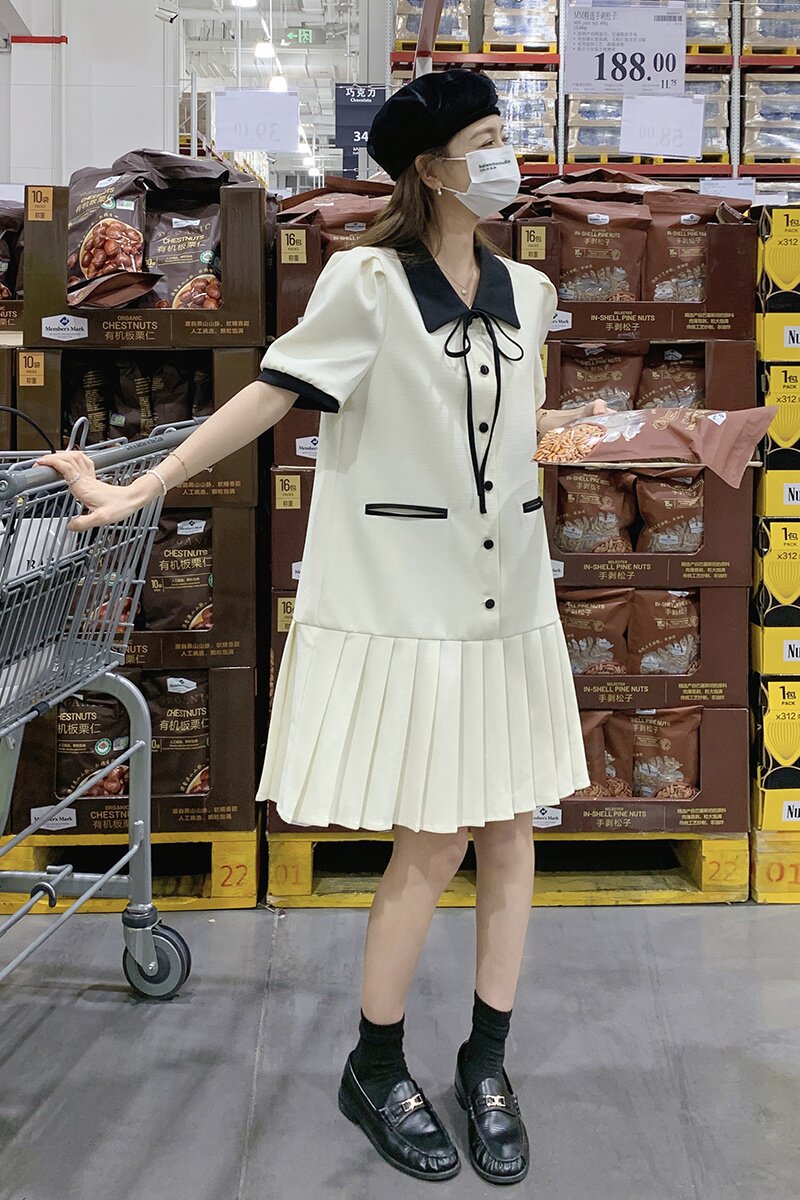 现货主推夏季拼接小香风百褶裙连衣裙2C032821P115K168,女装连衣裙,2C032