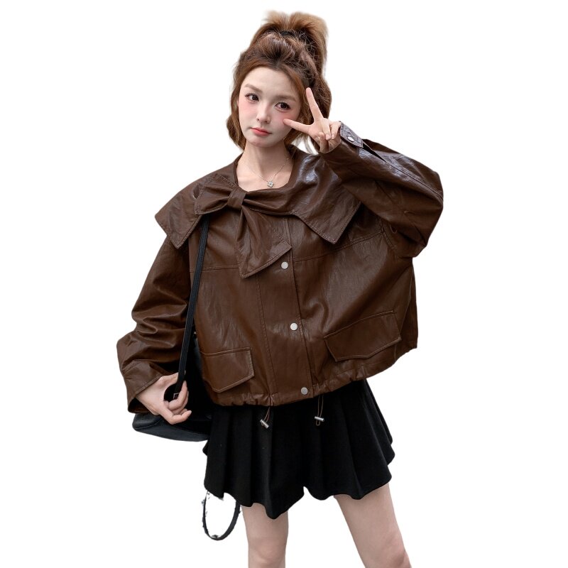 2026春秋季新款皮衣蝴蝶结款RF2C290-6872#-P175-K265,女装皮衣,2C290