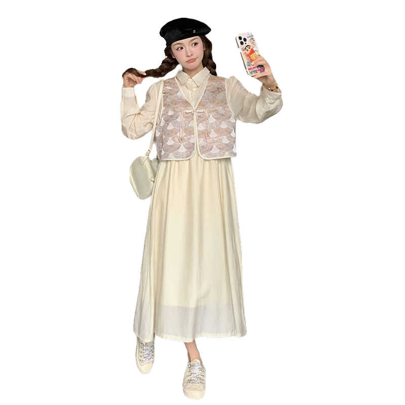 新中式国风连衣裙马甲女2025春秋新款设计感气质小个子马甲,女装连衣裙,2C110