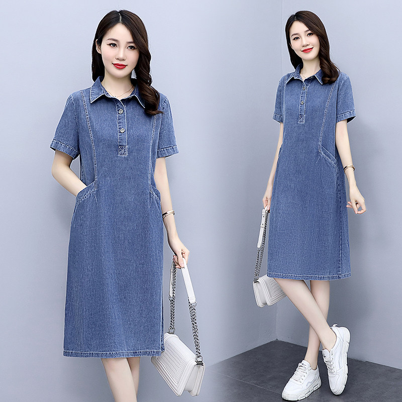 2025年夏季新款牛仔连衣裙洋气时尚宽松版中长款,女装毛呢外套,新感觉