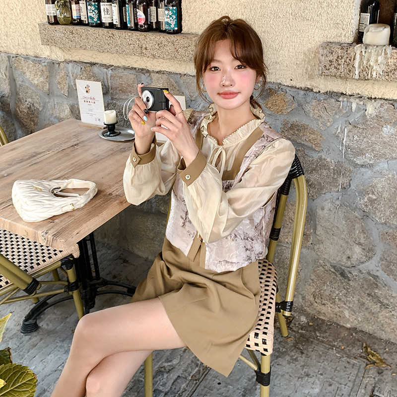 新中式国风印花盘扣马甲短裤套装女2025夏季新款设计感时尚三件套,女装套装/套裙,2C291