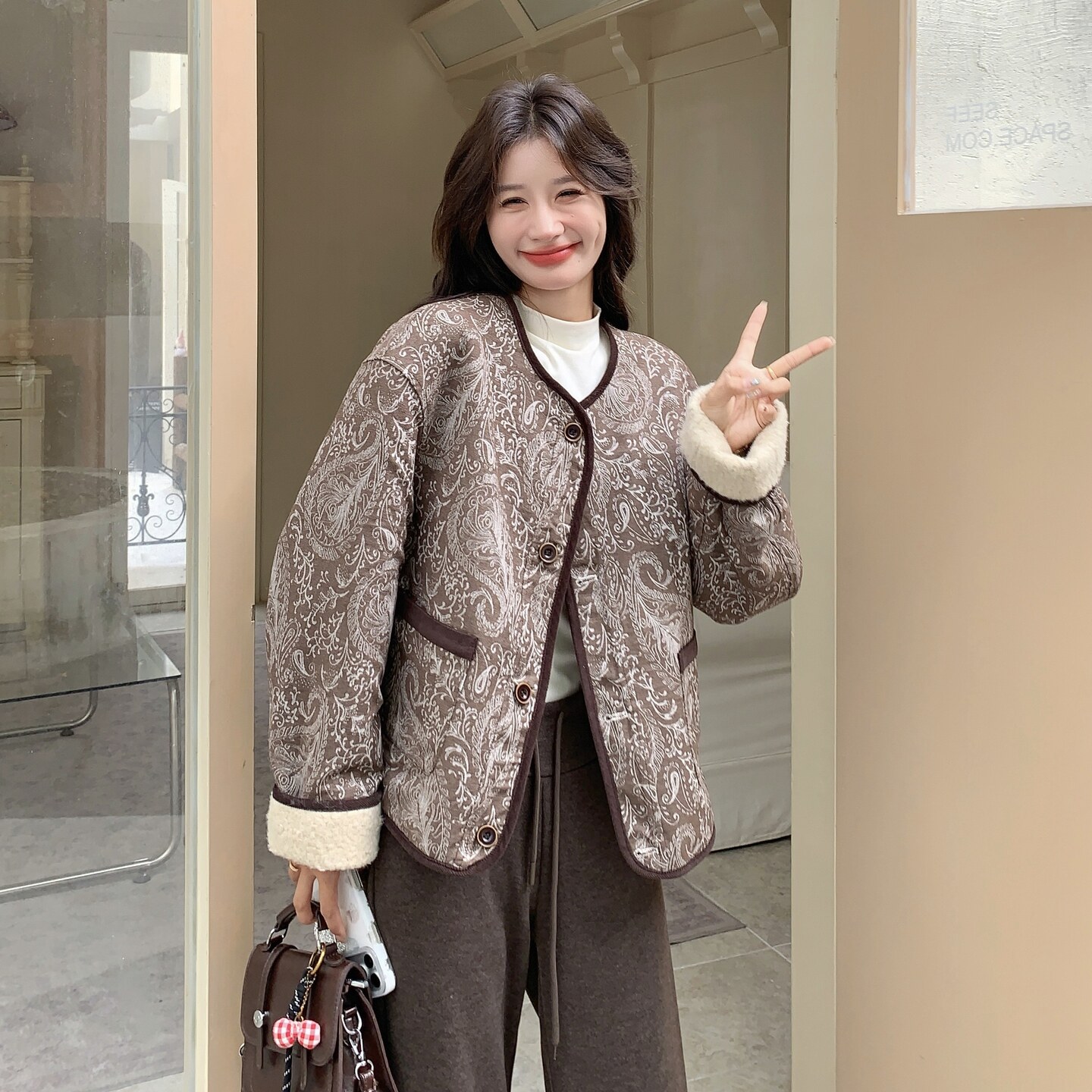 现货新款双面穿皮毛外套2D035-25107P190K288,女装毛呢外套,2D035