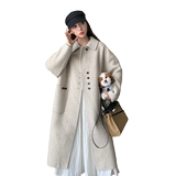 【新款】已出货有买家秀双面羊驼绒混色长毛大衣P260K388，女装毛呢外套，2C333