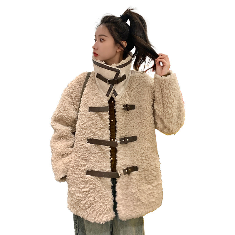 现货杨幂同款高级感立领保暖羊羔毛皮毛一体外套2381P205K288,女装皮草,2C029