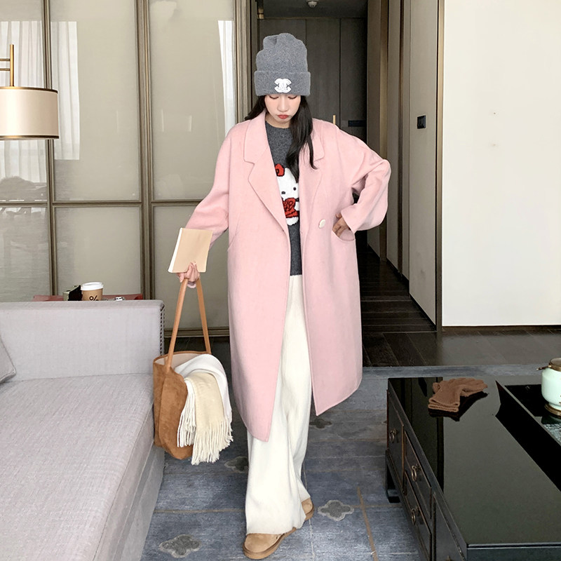 现货70毛双面羊绒大衣外套女,女装毛呢外套,2C269