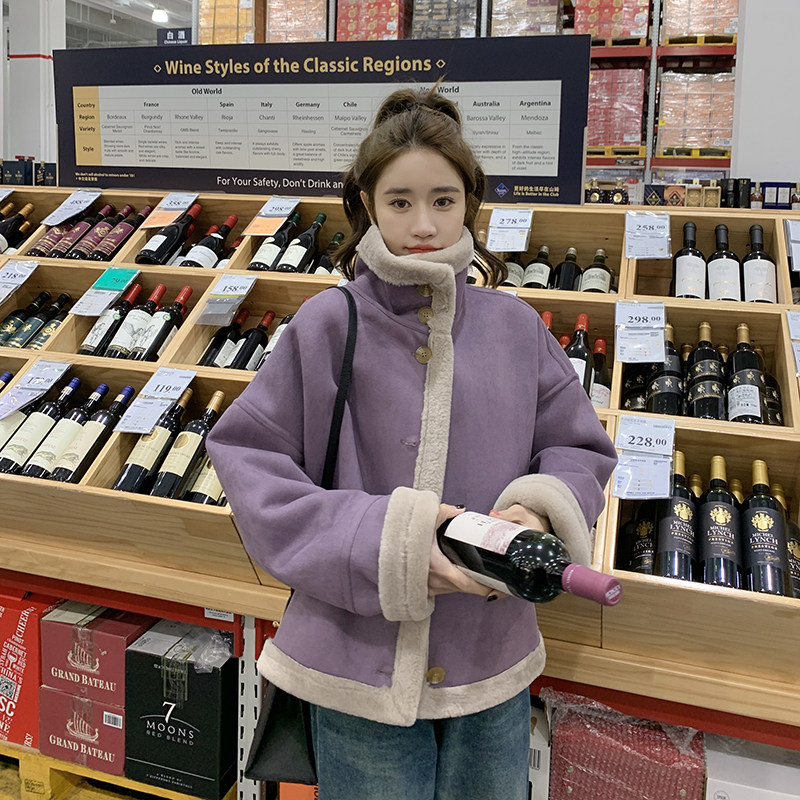 现货！高端奥利绒加厚复合麂皮绒皮毛一体外套C029-2357P210K298,女装短外套,2C029