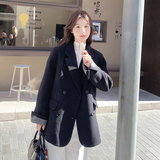 现货冬新款黑色西服毛呢外套90羽绒13132-P275-K408，女装西装，2C013