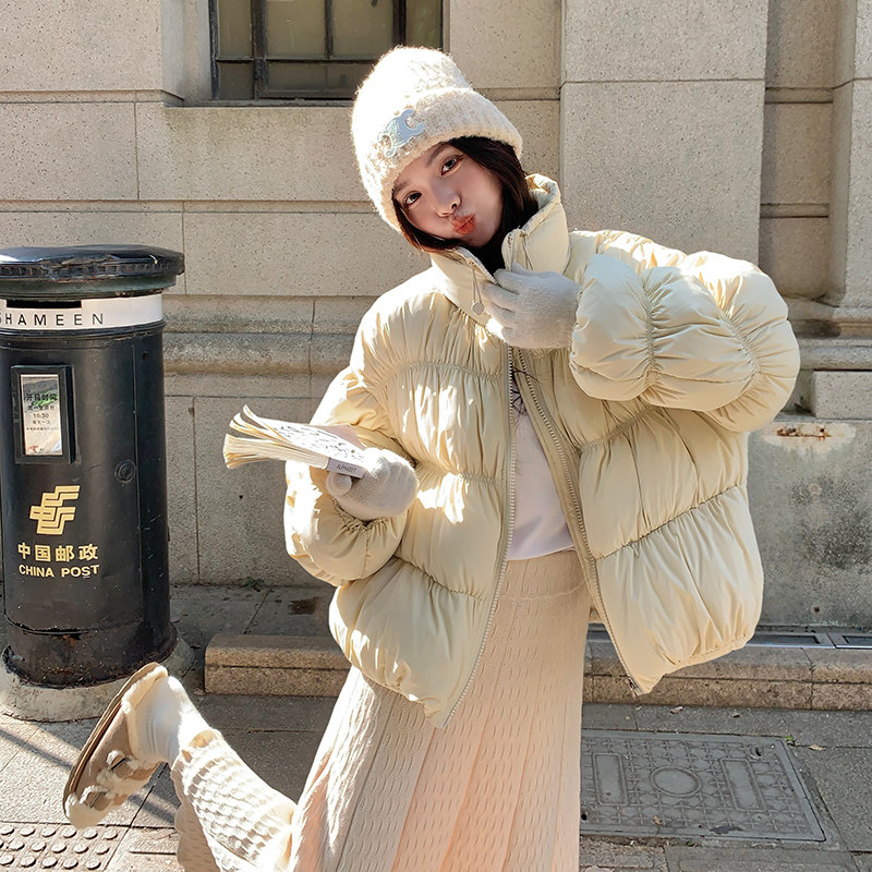 ！90白鸭绒重工抽褶立裁羽绒服短款立领保暖外套冬P275K388,女装羽绒服,2B140
