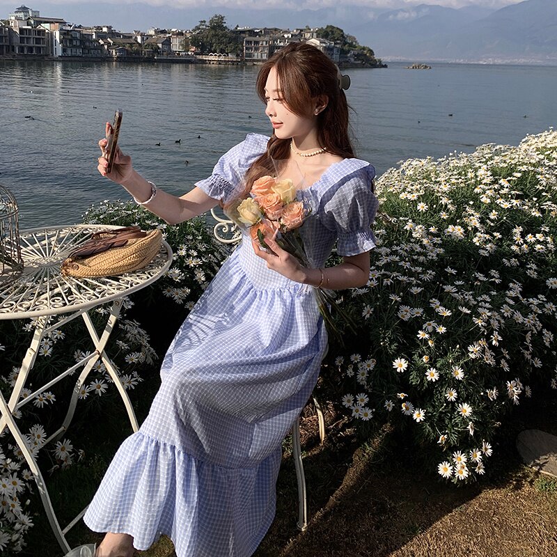 新品现货夏季格子连衣裙2C032823P105K158,女装连衣裙,2C032